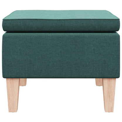 Poggiapiedi con Gambe in Legno Verde Scuro in Tessuto - homemem39