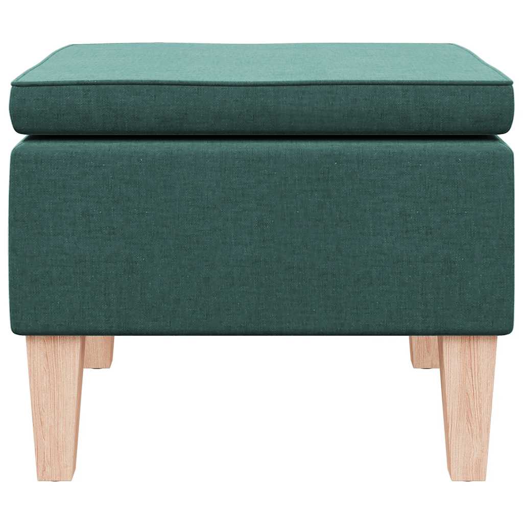 Poggiapiedi con Gambe in Legno Verde Scuro in Tessuto - homemem39