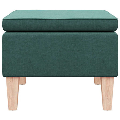 Poggiapiedi con Gambe in Legno Verde Scuro in Tessuto - homemem39