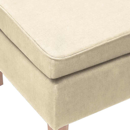 Poggiapiedi con Gambe in Legno Crema in Tessuto