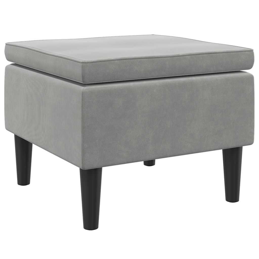 Sgabello con Gambe in Legno Grigio Chiaro Velluto - homemem39