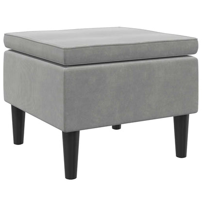 Sgabello con Gambe in Legno Grigio Chiaro Velluto - homemem39