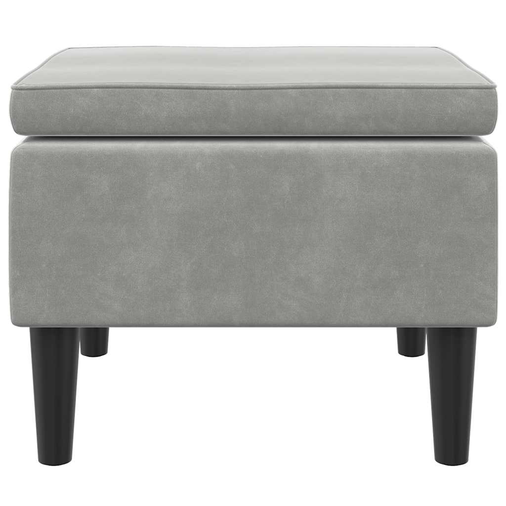 Sgabello con Gambe in Legno Grigio Chiaro Velluto - homemem39