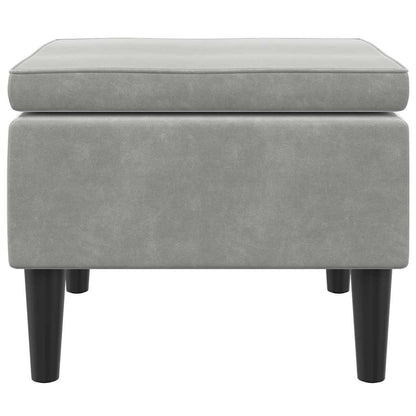 Sgabello con Gambe in Legno Grigio Chiaro Velluto - homemem39