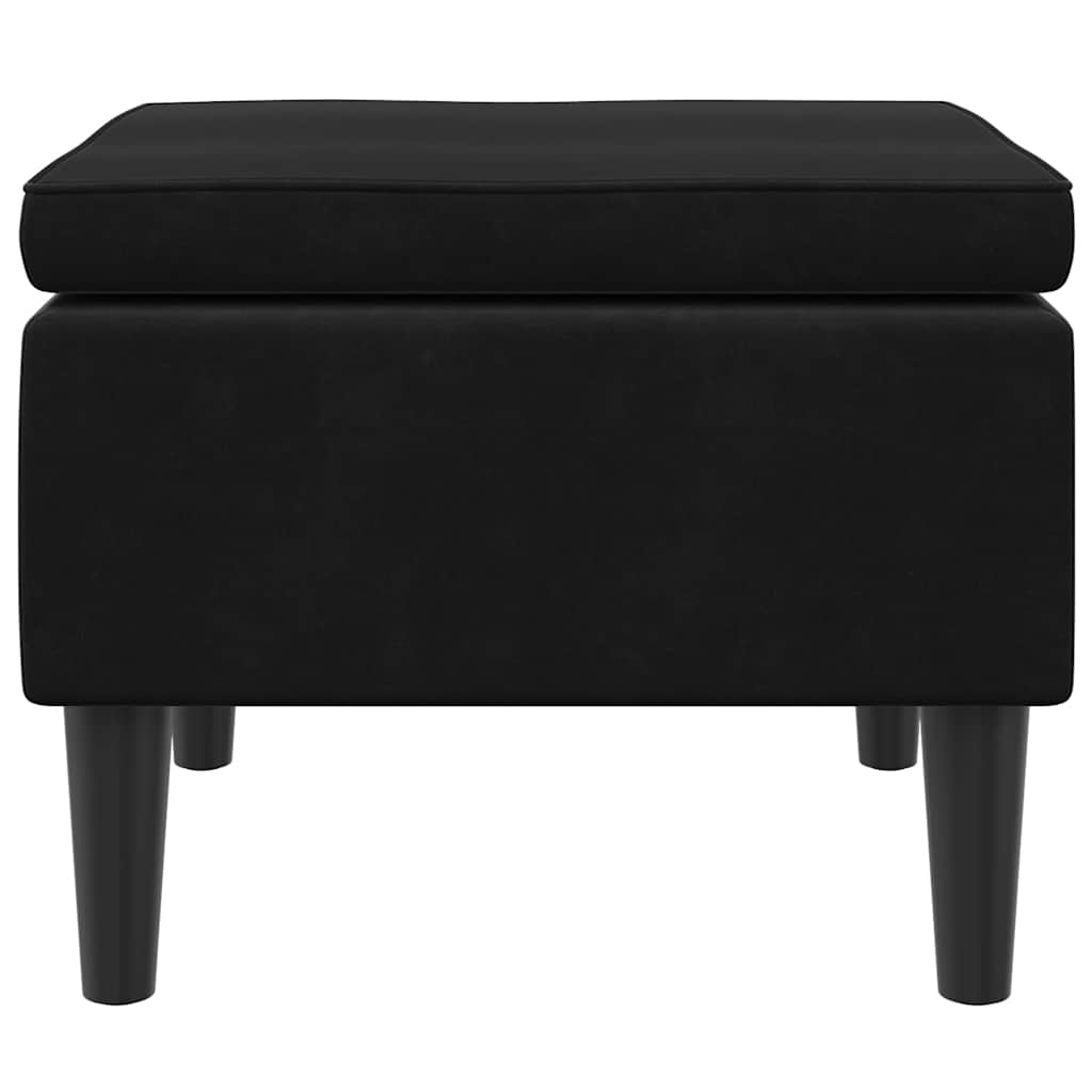 Poggiapiedi con Gambe in Legno Nero in Velluto - homemem39