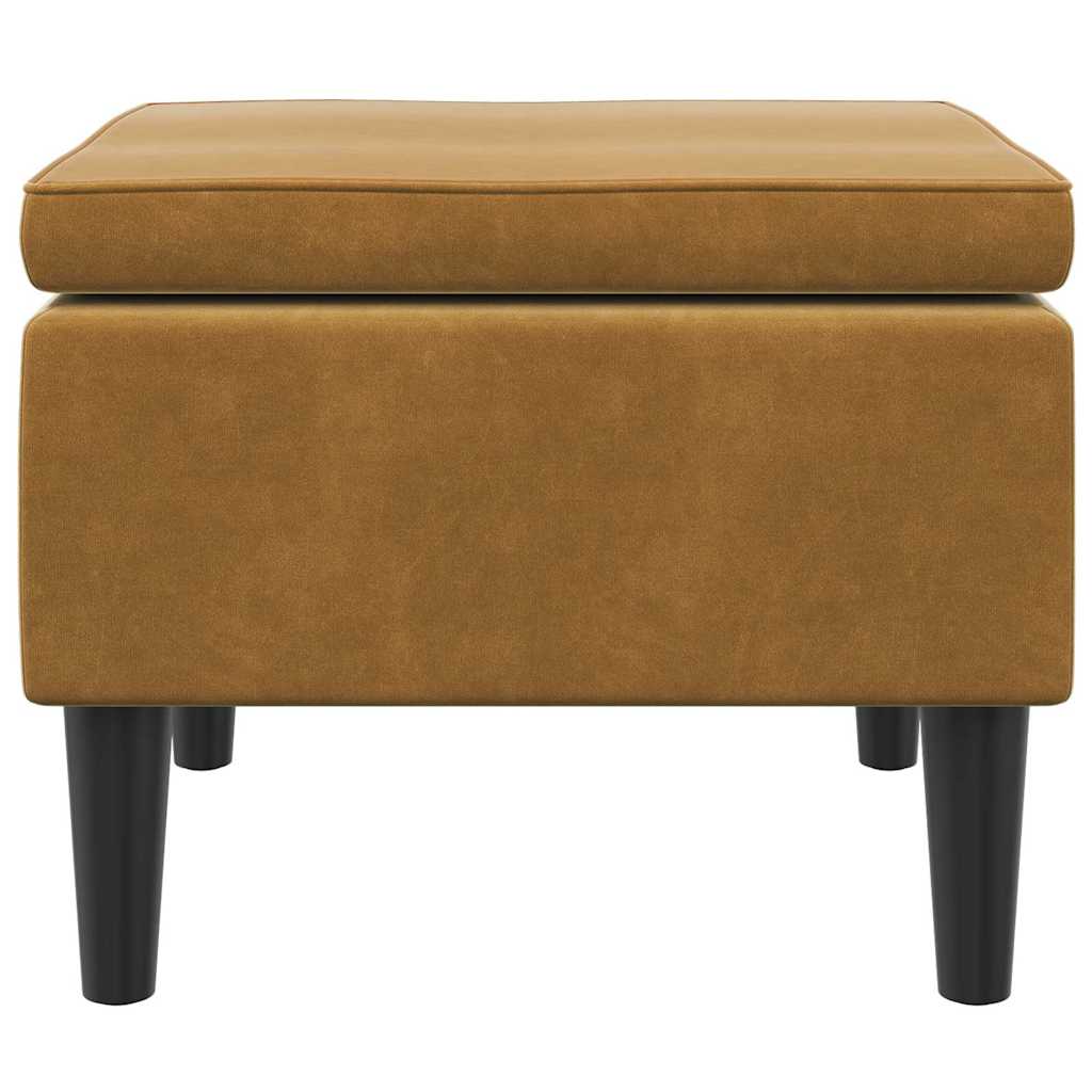 Poggiapiedi con Gambe in Legno Marrone in Velluto - homemem39