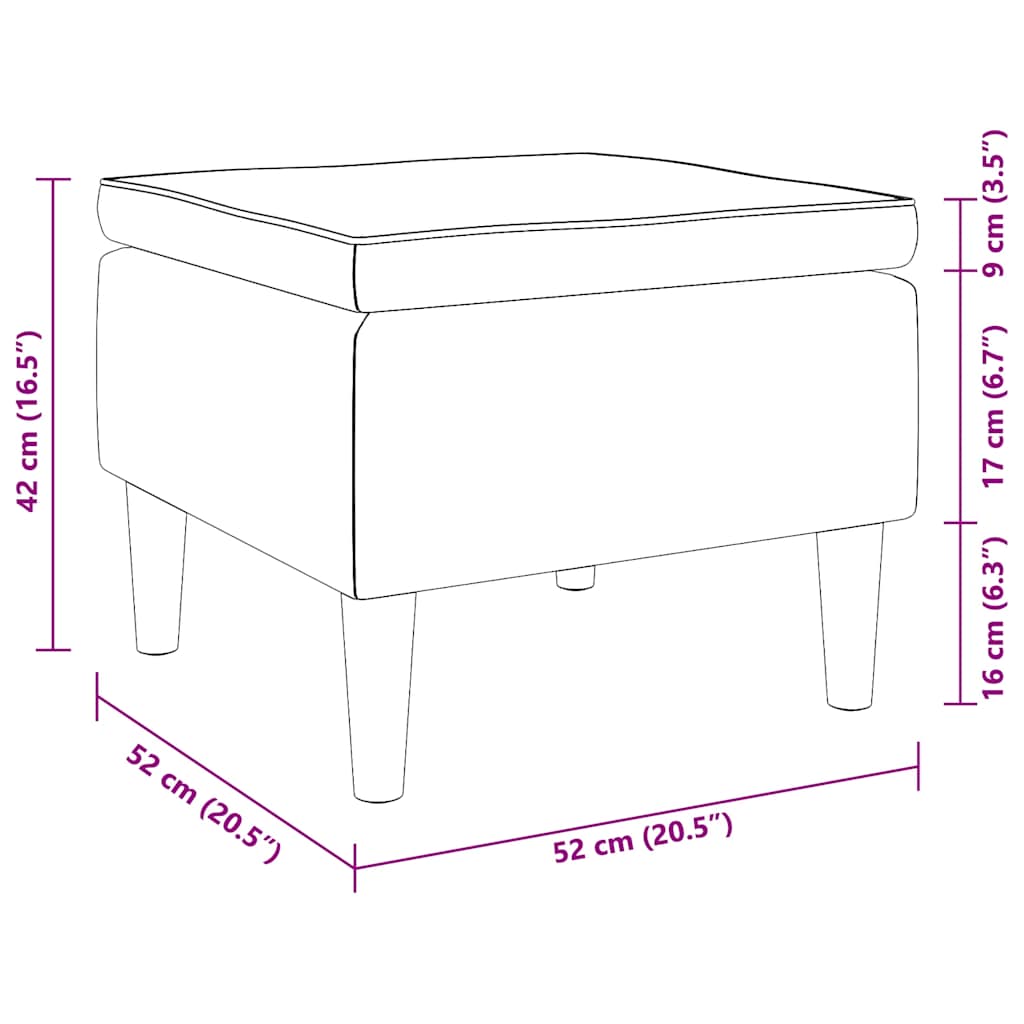 Poggiapiedi con Gambe in Legno Marrone in Velluto - homemem39