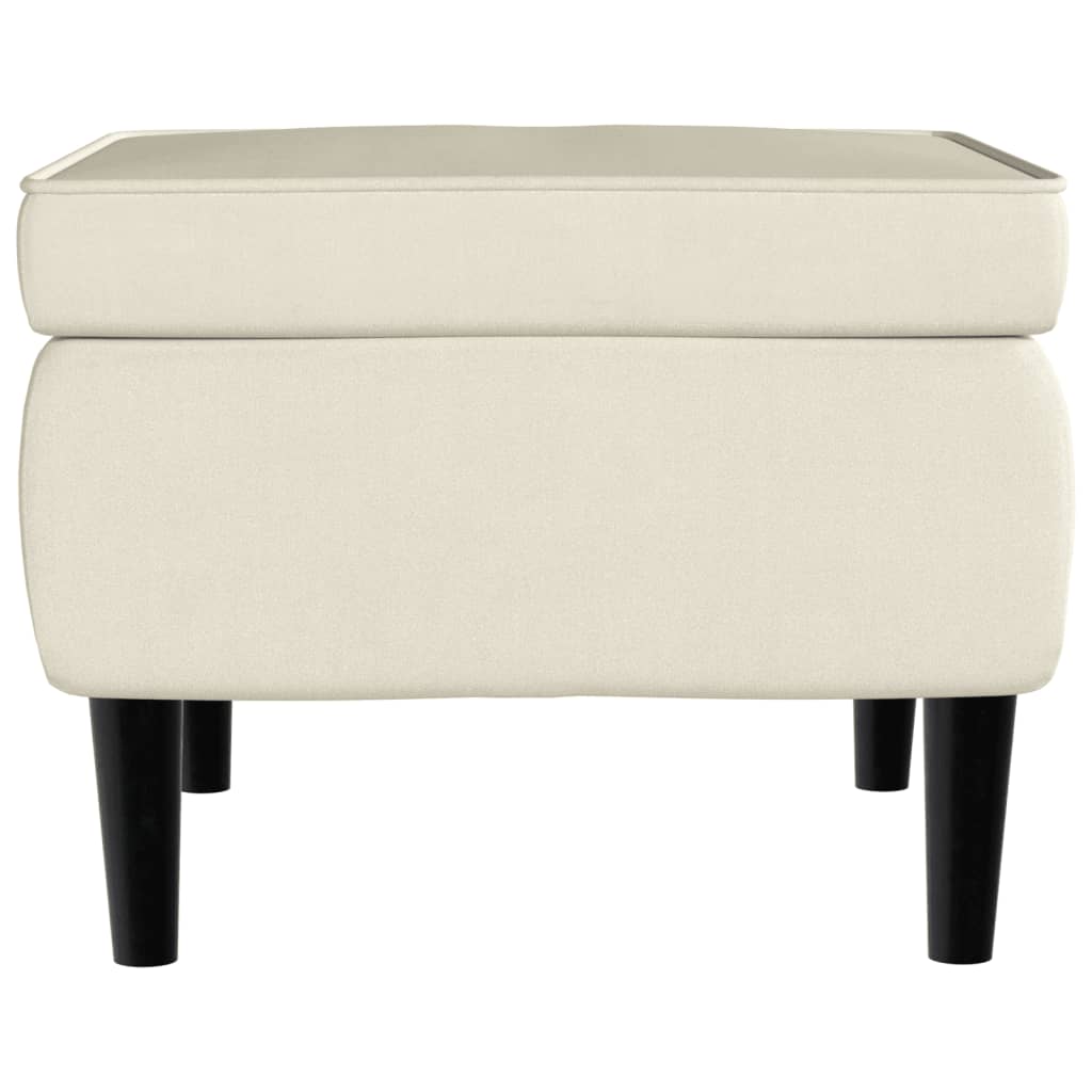 Sgabello con gambe in legno color crema e velluto - homemem39