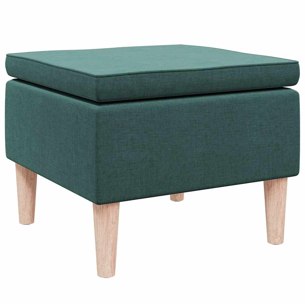 Poggiapiedi con Gambe in Legno Verde Scuro in Tessuto - homemem39