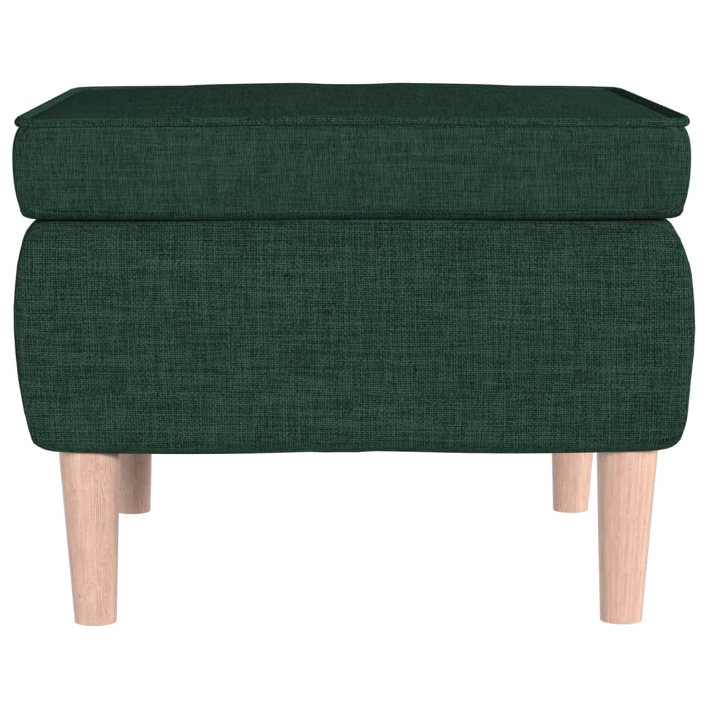 Poggiapiedi con Gambe in Legno Verde Scuro in Tessuto - homemem39