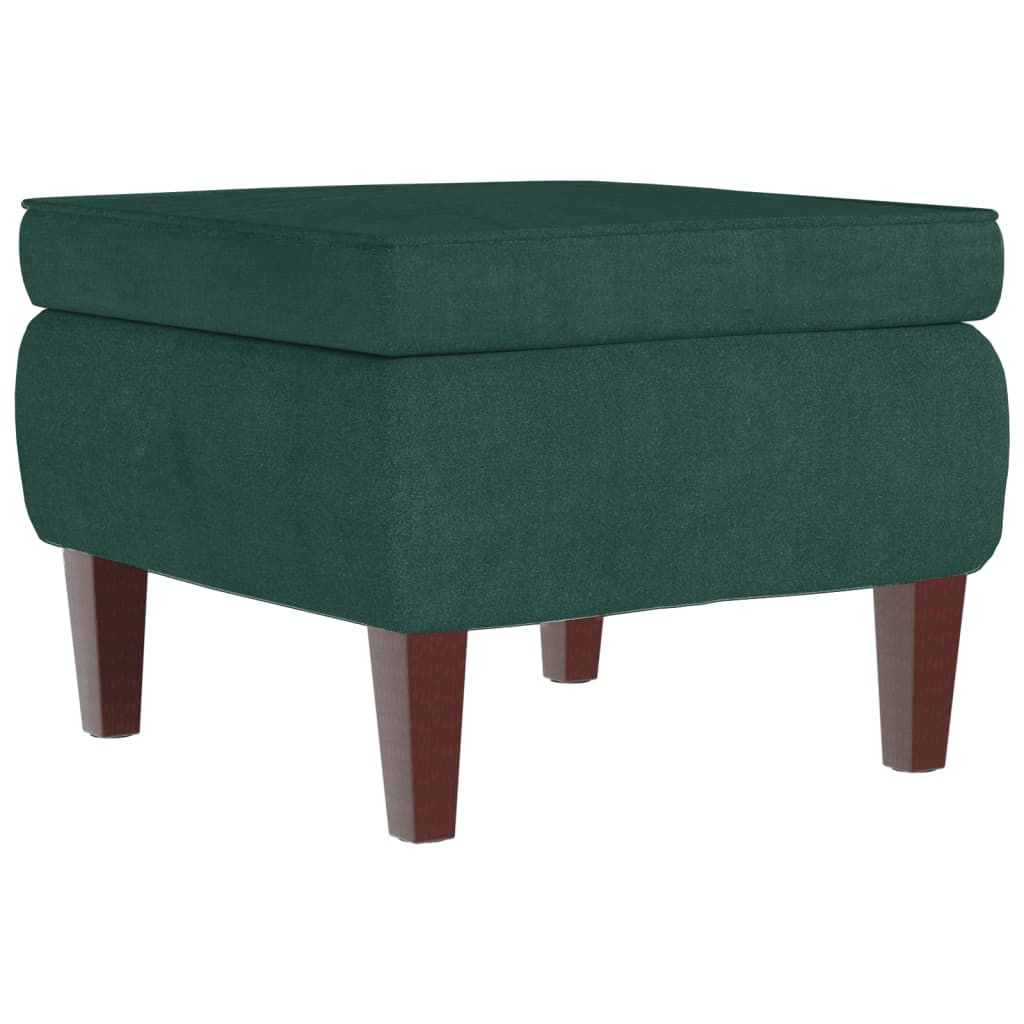 Poggiapiedi con Gambe in Legno Verde Scuro in Velluto - homemem39
