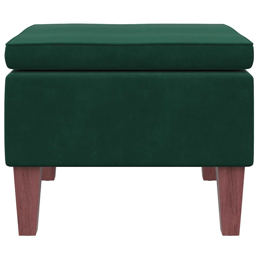 Poggiapiedi con Gambe in Legno Verde Scuro in Velluto - homemem39