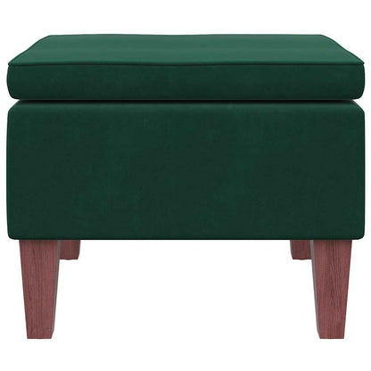 Poggiapiedi con Gambe in Legno Verde Scuro in Velluto - homemem39