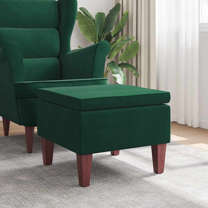Poggiapiedi con Gambe in Legno Verde Scuro in Velluto - homemem39