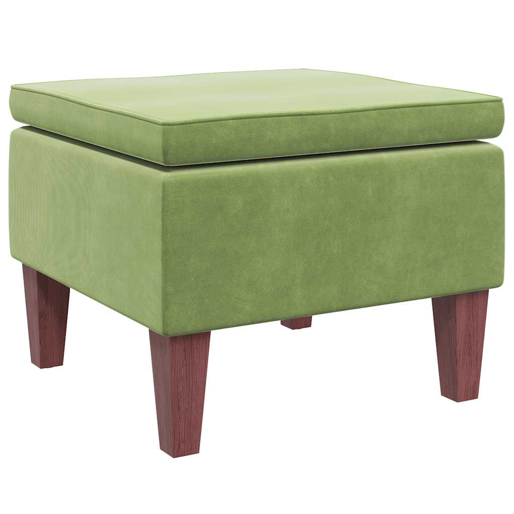 Poggiapiedi con Gambe in Legno Verde Chiaro in Velluto - homemem39