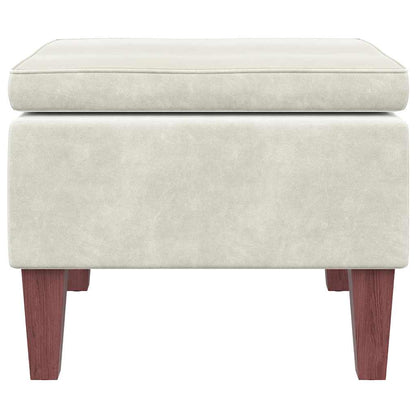 Poggiapiedi con Gambe in Legno Crema in Velluto - homemem39