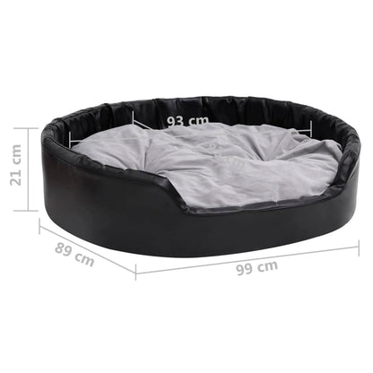 Lettino per Cani Nero e Grigio 99x89x21 cm Peluche e Similpelle - homemem39