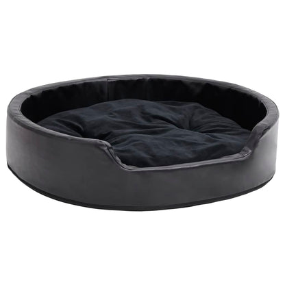 Black Dog Bed 79x70x19 cm in Plush and Faux Leather