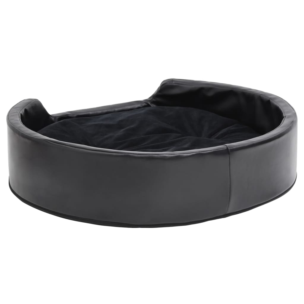 Black Dog Bed 79x70x19 cm in Plush and Faux Leather