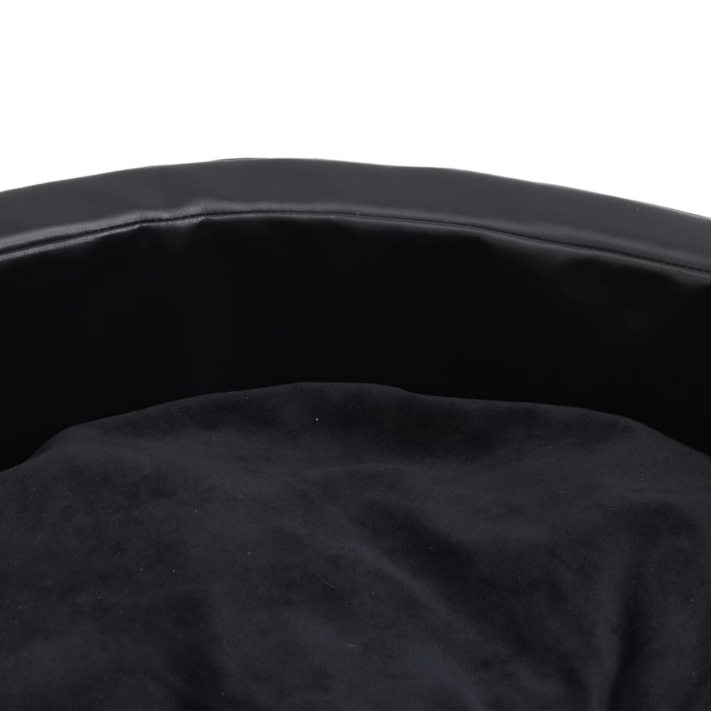 Black Dog Bed 79x70x19 cm in Plush and Faux Leather