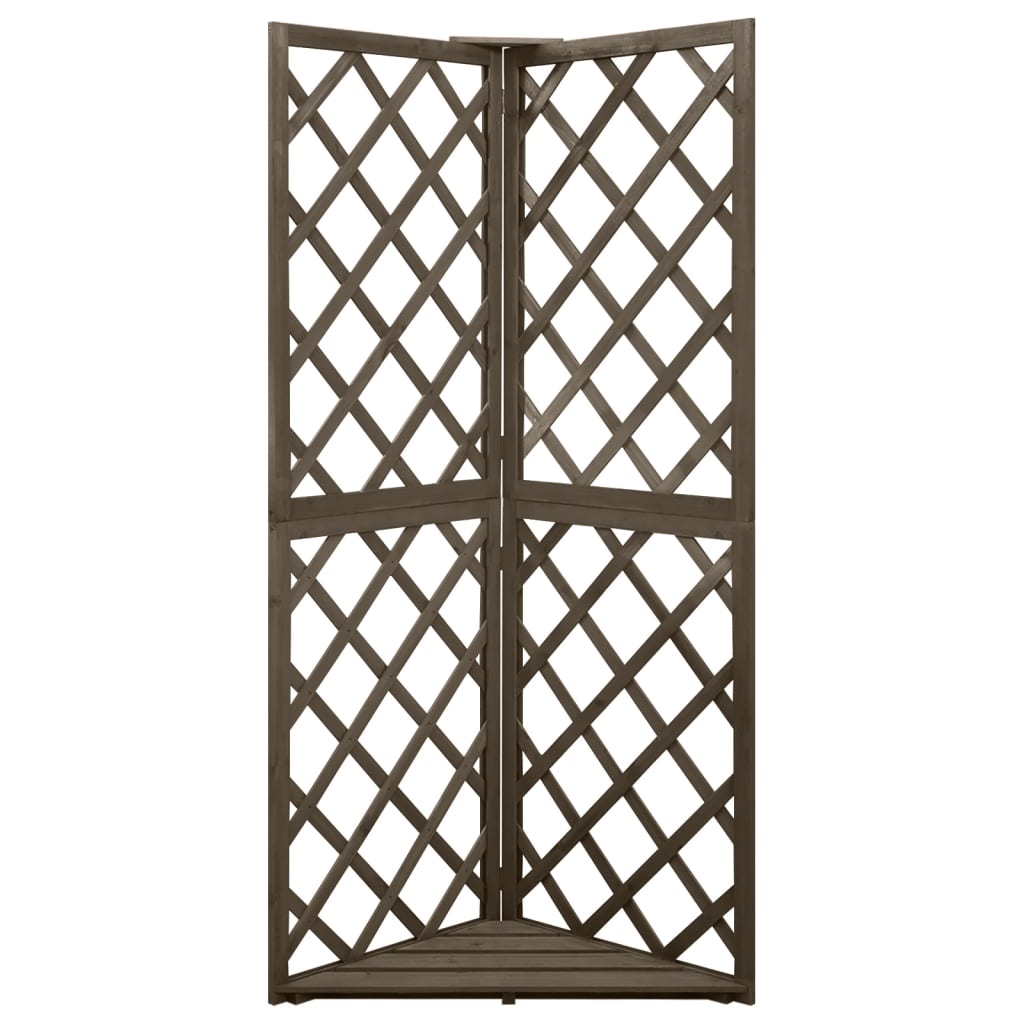 Graticcio Angolare Grigio 50x50x145 cm Legno Massello di Abete | homemem39