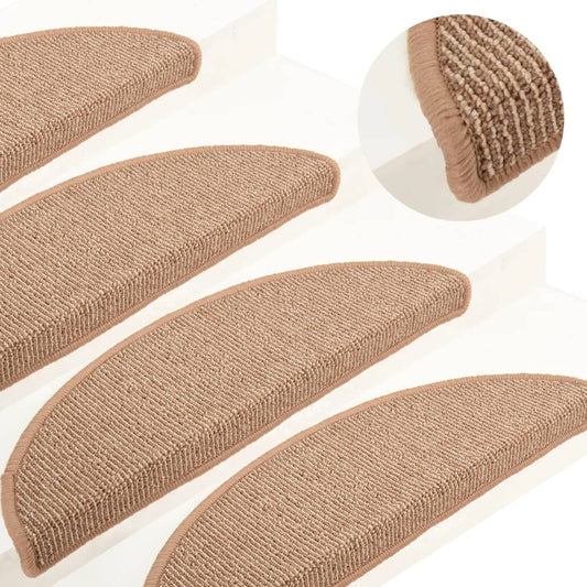 Tappetini per scale 15 pz 56x17x3 cm Marrone chiaro Semicircolari | homemem39
