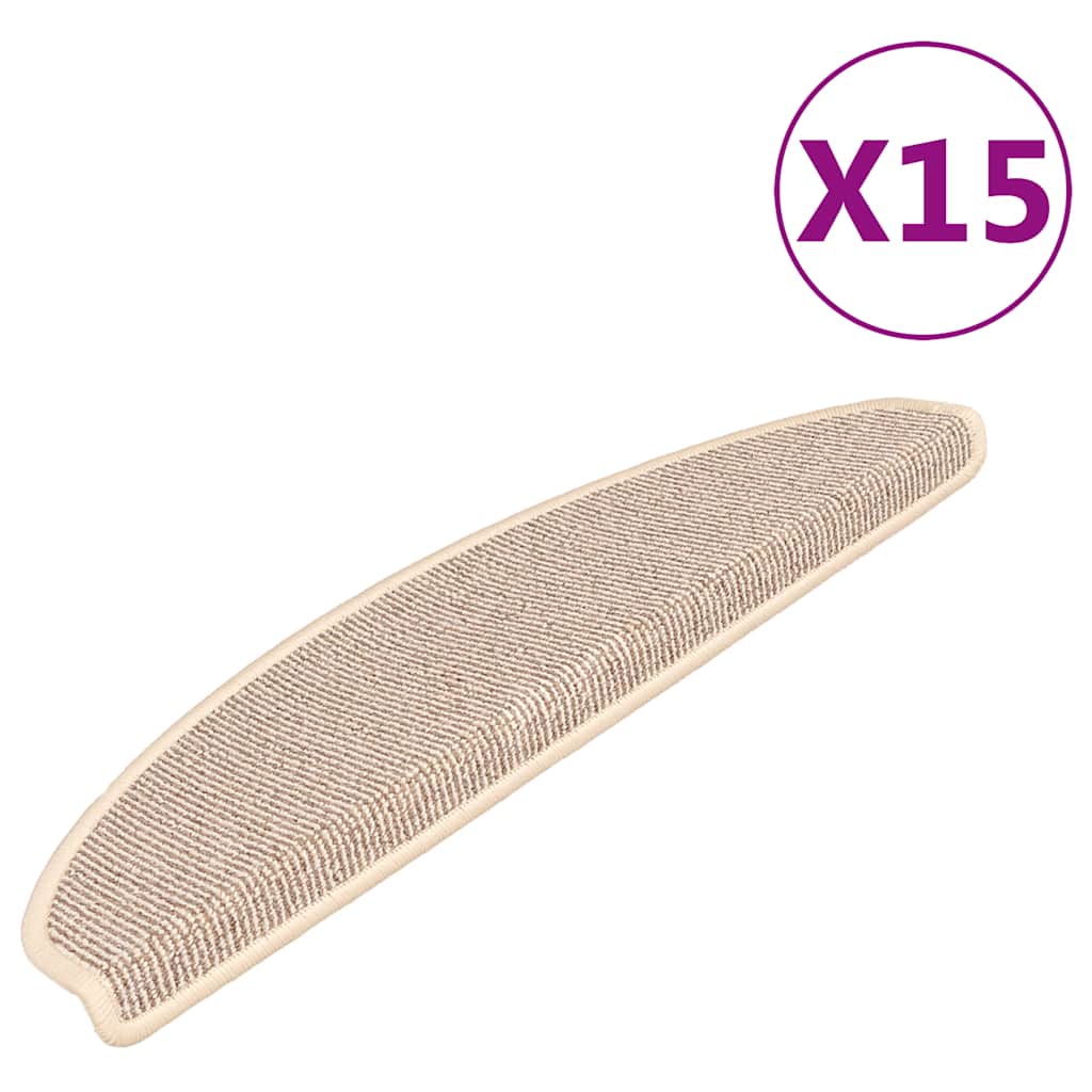 Tappetini per scale 15 pz 65x21x4 cm Bianco e Marrone Semicircolari Grandi | homemem39