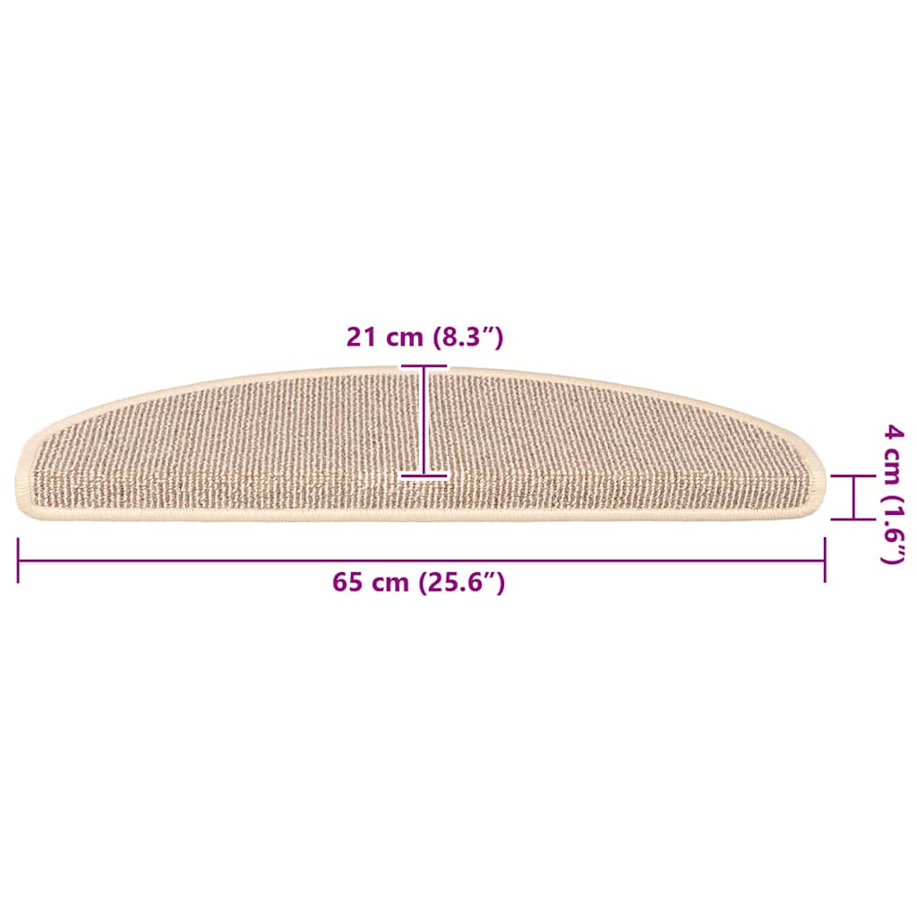 Tappetini per scale 15 pz 65x21x4 cm Bianco e Marrone Semicircolari Grandi | homemem39