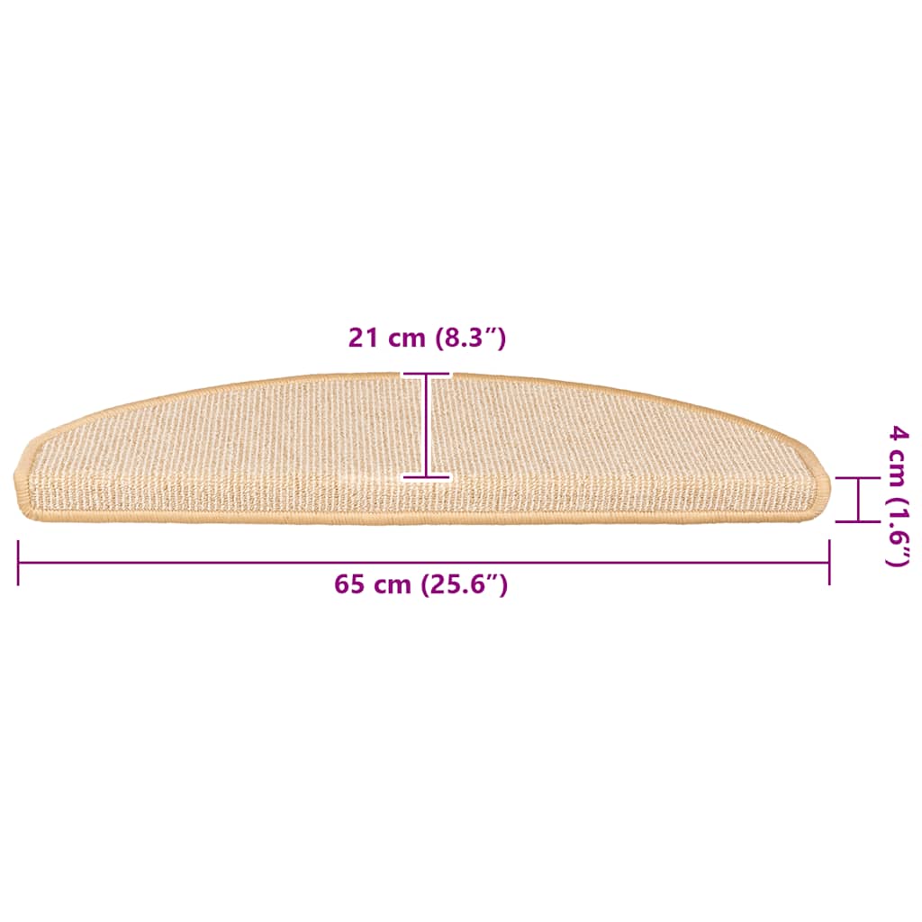 Tappetini per scale 15 pz 65x21x4 cm Crema Semicircolari Grandi | homemem39