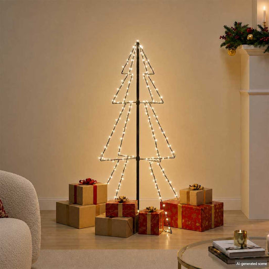 Albero di Natale a Cono 160 LED per Interni Esterni 78x120 cm