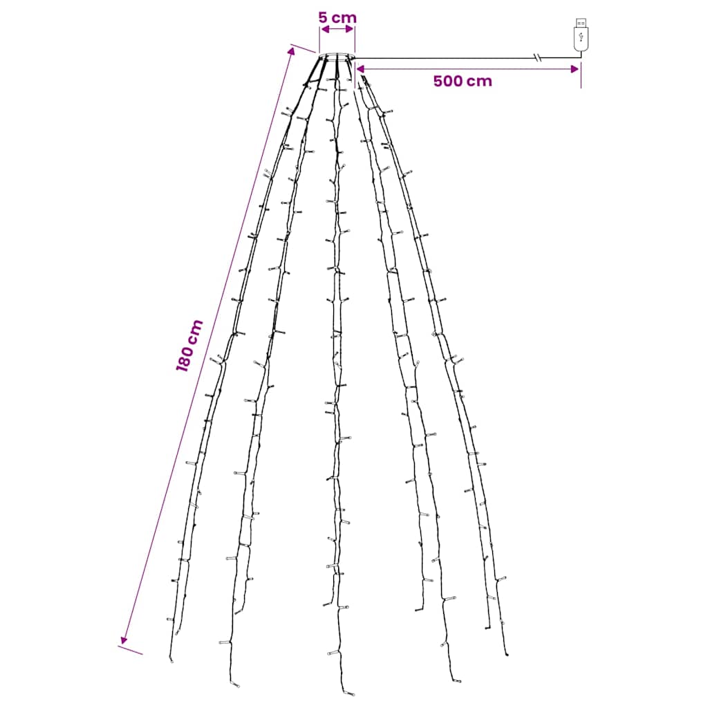 Rete di Luce per Albero di Natale 180 LED Multicolore 180 cm