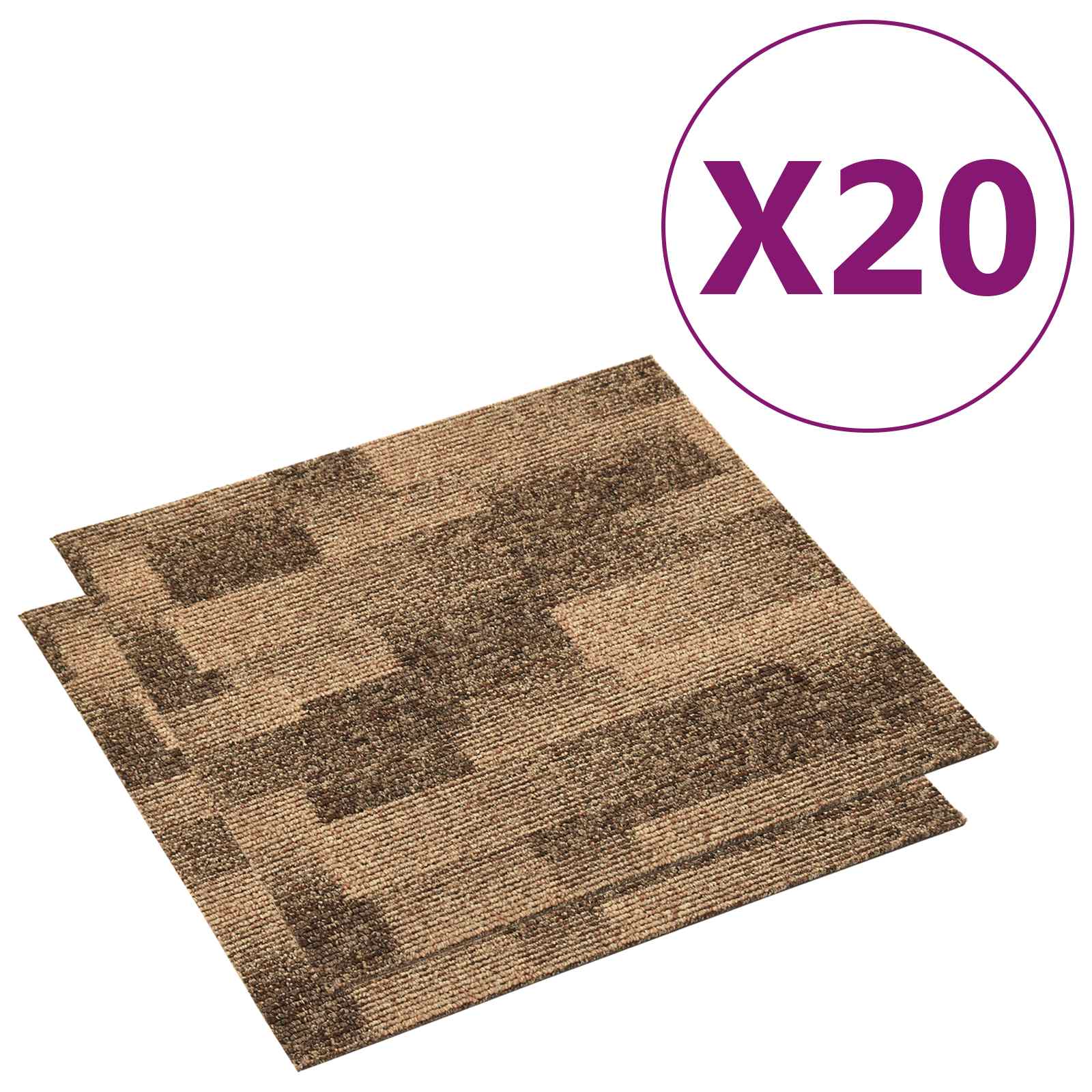 Moquette per pavimenti 20 pcs Marrone 50 x 50 cm PP | homemem39