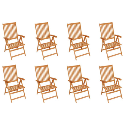 Reclining Garden Chairs with Cushions 8 pcs Solid Teak