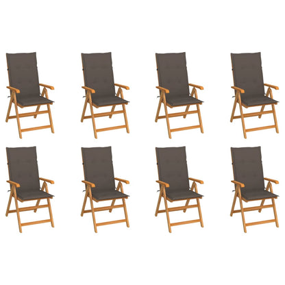 Reclining Garden Chairs with Cushions 8 pcs Solid Teak