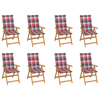 Reclining Garden Chairs with Cushions 8 pcs Solid Teak