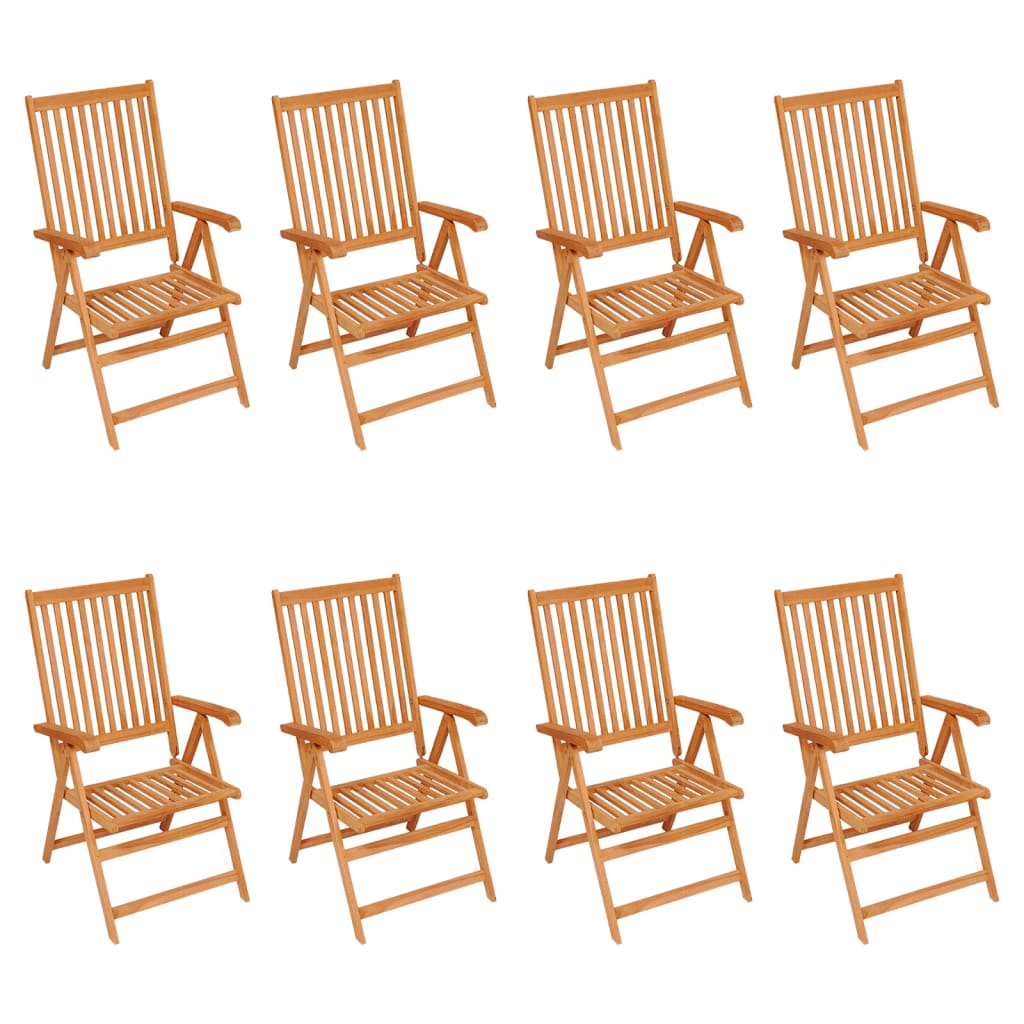 Reclining Garden Chairs with Cushions 8 pcs Solid Teak