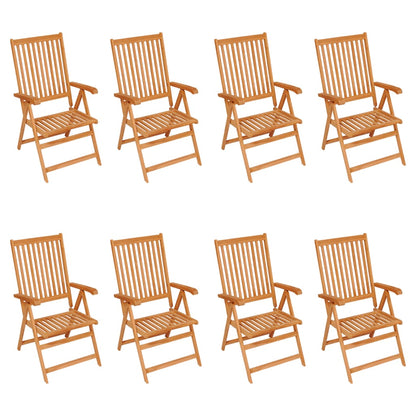 Reclining Garden Chairs with Cushions 8 pcs Solid Teak