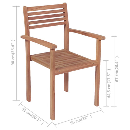 8 pcs Stackable Garden Chairs with Solid Teak Cushions