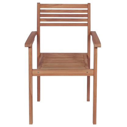 8 pcs Stackable Garden Chairs with Solid Teak Cushions