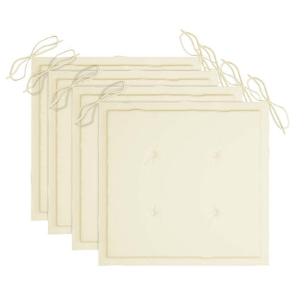 Sedie da Giardino Pieghevoli con Cuscini 4 pz Massello di Teak