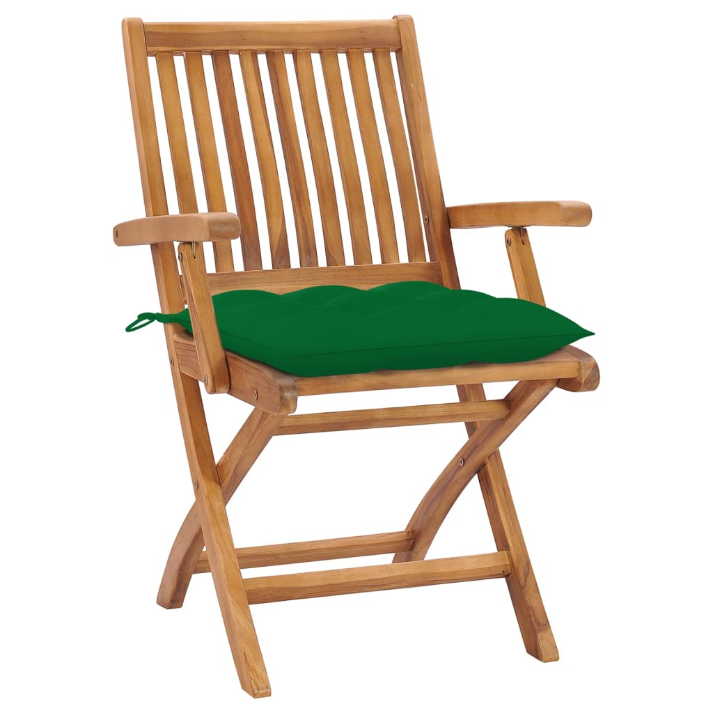 Sedie da Giardino Pieghevoli con Cuscini 6 pz Massello di Teak