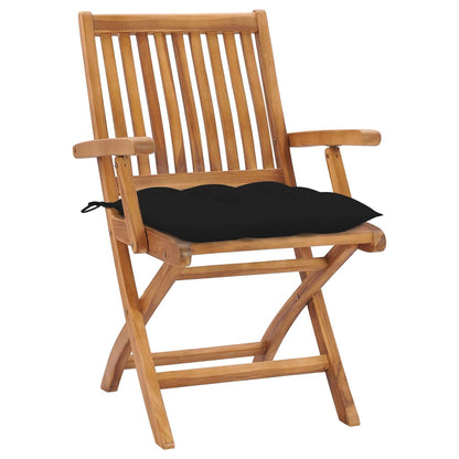 Sedie da Giardino Pieghevoli con Cuscini 6 pz Massello di Teak | homemem39