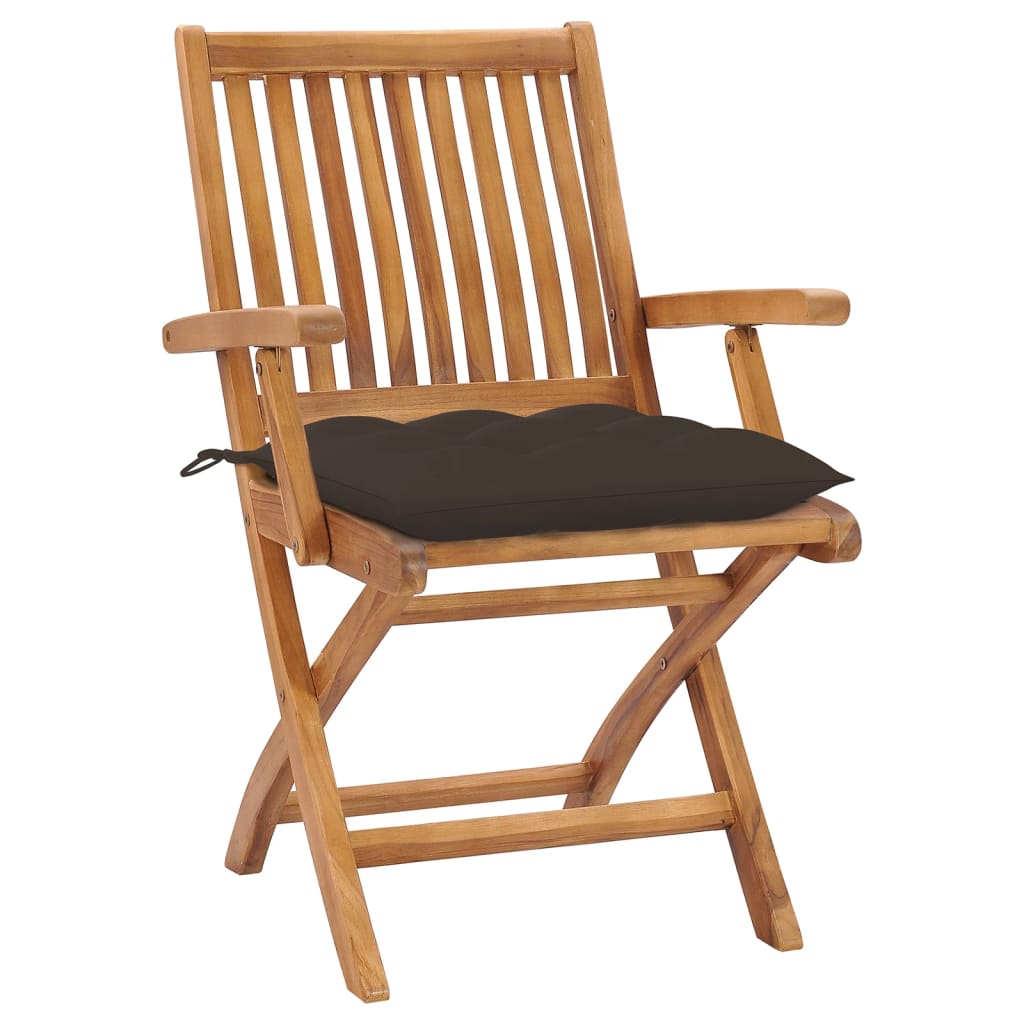 Sedie da Giardino Pieghevoli con Cuscini 6 pz Massello di Teak | homemem39