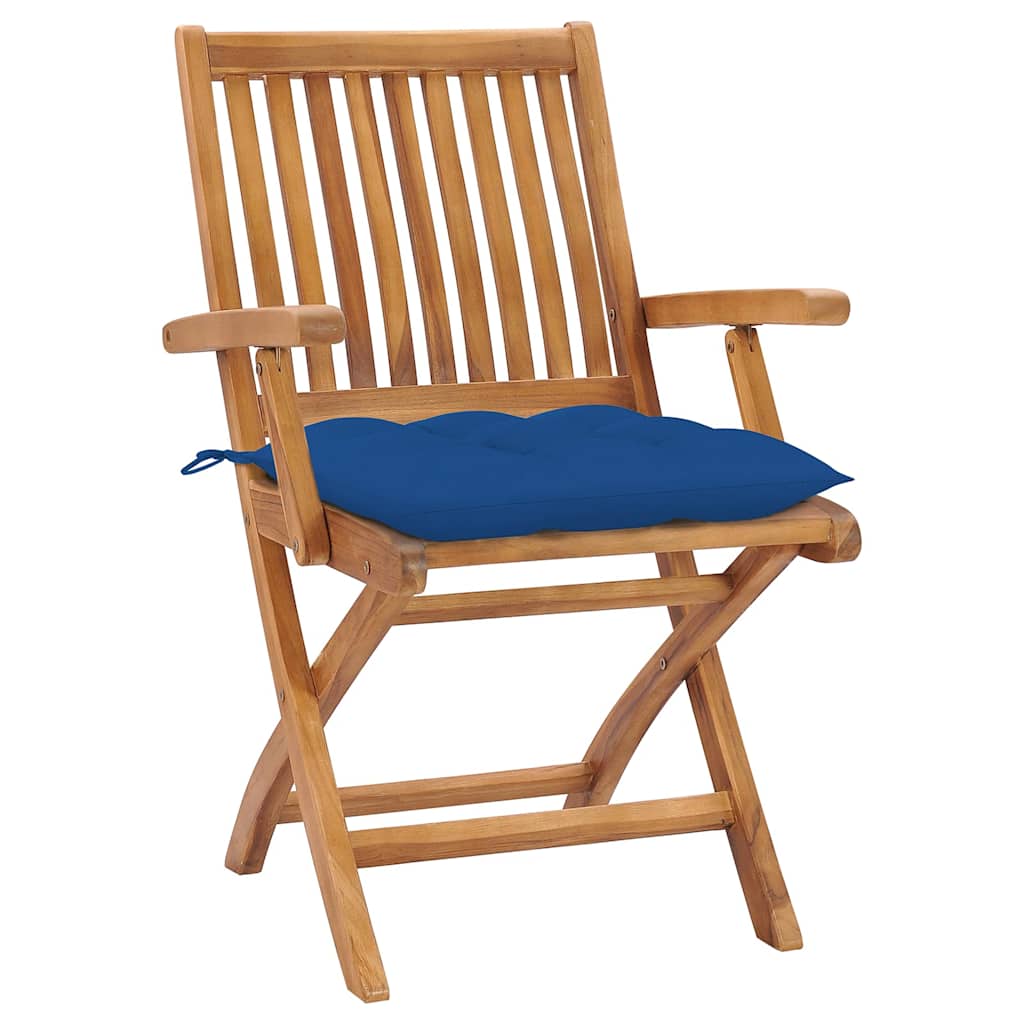 Sedie Pieghevoli con Cuscini 6 pz Massello di Teak