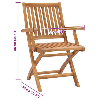 Sedie da Giardino Pieghevoli con Cuscini 8 pz Massello di Teak | homemem39