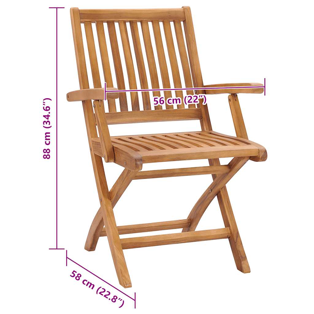 Sedie da Giardino Pieghevoli con Cuscini 8 pz Massello di Teak | homemem39
