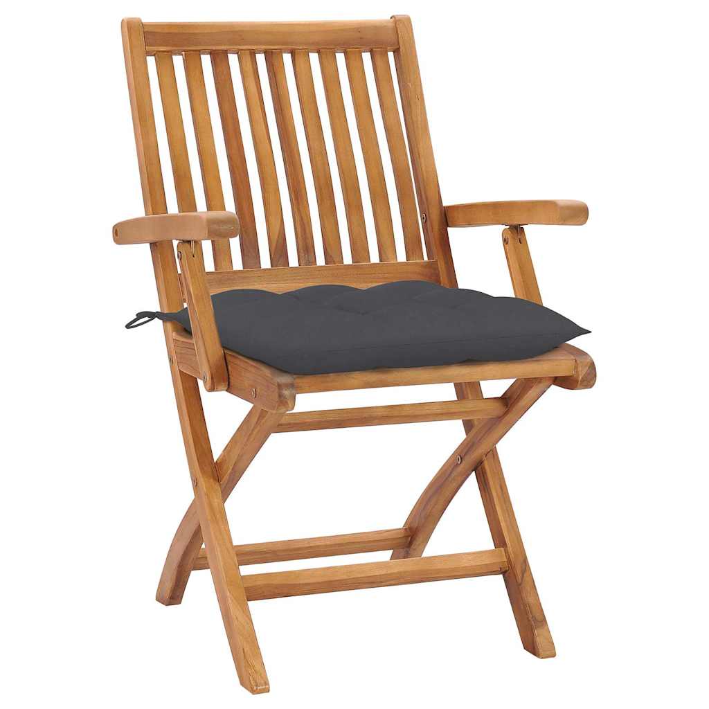 Sedie Pieghevoli con Cuscini 8 pz Massello di Teak