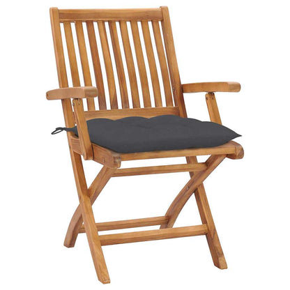 Sedie Pieghevoli con Cuscini 8 pz Massello di Teak