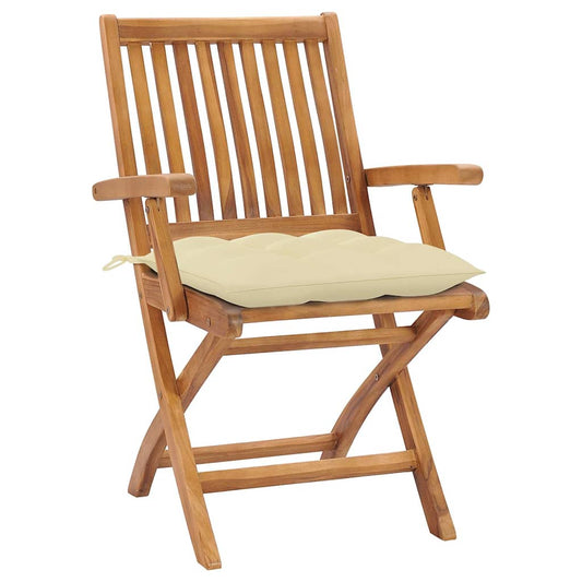 Sedie Pieghevoli con Cuscini 8 pz Massello di Teak
