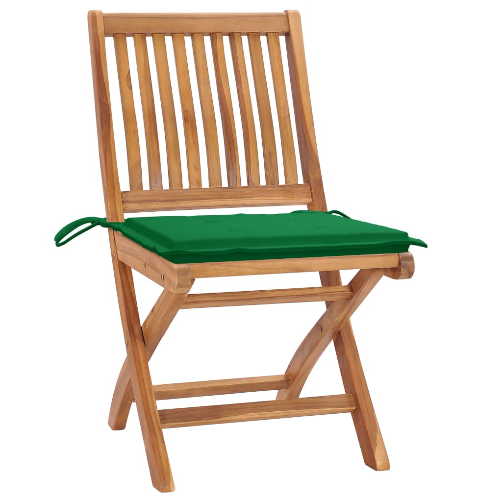 Sedie da Giardino Pieghevoli con Cuscini 4 pz Massello di Teak | homemem39